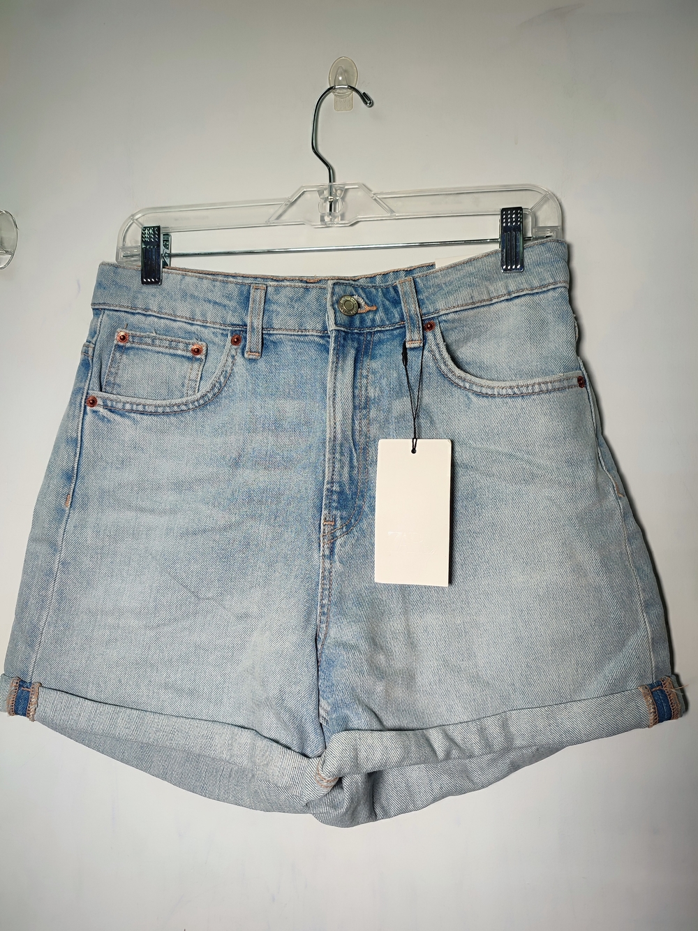 Zara NWT Light Blue Denim Jean High Waisted Shorts 90s Vibes Ref 8727/207